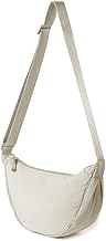 Tressential Nylon Half Moon Shape Crossbody Bag for Women Men | Lightweight Travel Crescent Shape Chest Bag | Sling Bag (Off White)