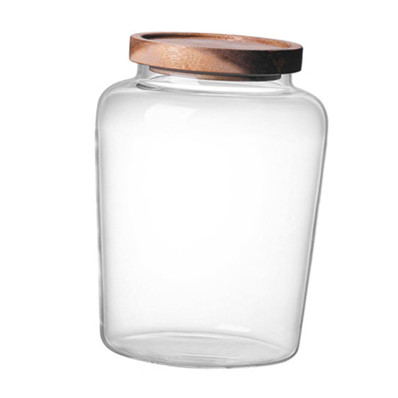 TEHAUX Barattolo in Vetro con Coperchio in Legno di Acacia Sigillato per Conservare Granaglie e Biscotti Freschi in Cucina e Casa