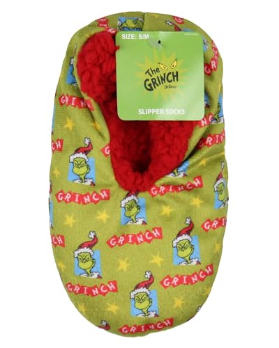 Bioworld Dr. Seuss Kids The Grinch Who Stole Christmas Santa Pantufa meias antiderrapantes para meni