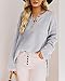 Saodimallsu Women's Oversized Sweaters Batwing Long Sleeve Loose V Neck Button Henley Tops Pullover Knit Jumper Gray