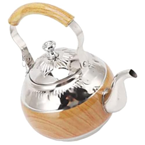 FOMIYES Tetera de Acero Inoxidable con Asa 1l Capacidad Grande, Tetera Doméstica Plateada para Café y Té, Cafetera Portátil para Uso en Cocina y Salón de Té