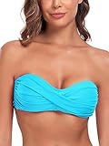 Ocean Blues Women's Sky Blue Strapless Swimsuits for Women Bandeau Bikini Top Tie Back Halter Bathing Suit Top Suit Top Size Medium