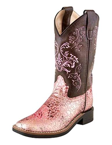 Old West girls All Over Leatherette Material Broad Square Toe Boots