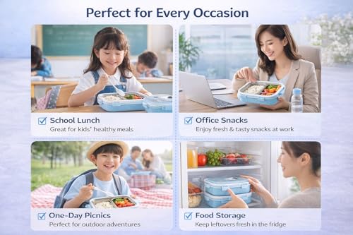 Image of Cartoon Kids Stainless Steel Lunch Box Set with Water Bottle | Leakproof BPA-Free School Tiffin Combo | Durable Food Storage Container for Boys & Girls (with Bottle Steel 01)