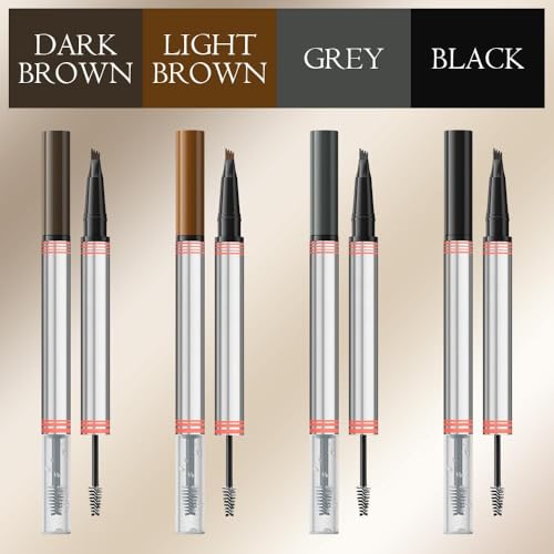 Image of 2-in-1 Eyebrow Pencil with Gel,2025 NEW Waterproof Magic Eyebrow Pencil,Dual-Ended 3D Microblading Eyebrow Pen with 4 Tip & Eyebrow Brush, Makeup Long-Lasting Eyebrow Pen for Women (Brown)