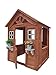 HAUSHECK Kids Playhouse for Boys & Girls, Wooden Playhouse with 2 Windows and Flowerpot Holder, Outdoor Childrens Play Houses for Ages 3-8, Golden Red