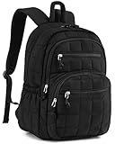 CLOKARS Mochila acolchoada para mulheres, trabalho e meninas, bolsa escolar moderna com compartimento para laptop, Preto, 15.6in, Mochila Puffer