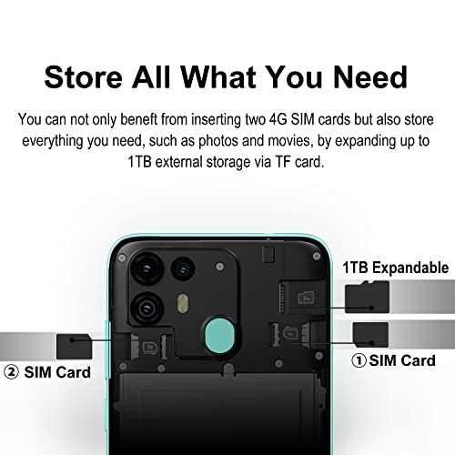 Unlocked Smartphones, Blackview A55 Pro, 4G Dual Sim Unlocked Cell Phones Android 11, 4Gb Ram 64Gb Rom,6.528" Hd+,Face Id+Fingerprint Unlock,4780Mah High Capacity Battery,13Mp+5Mp,T-Mobile Phone,Green #TOP7