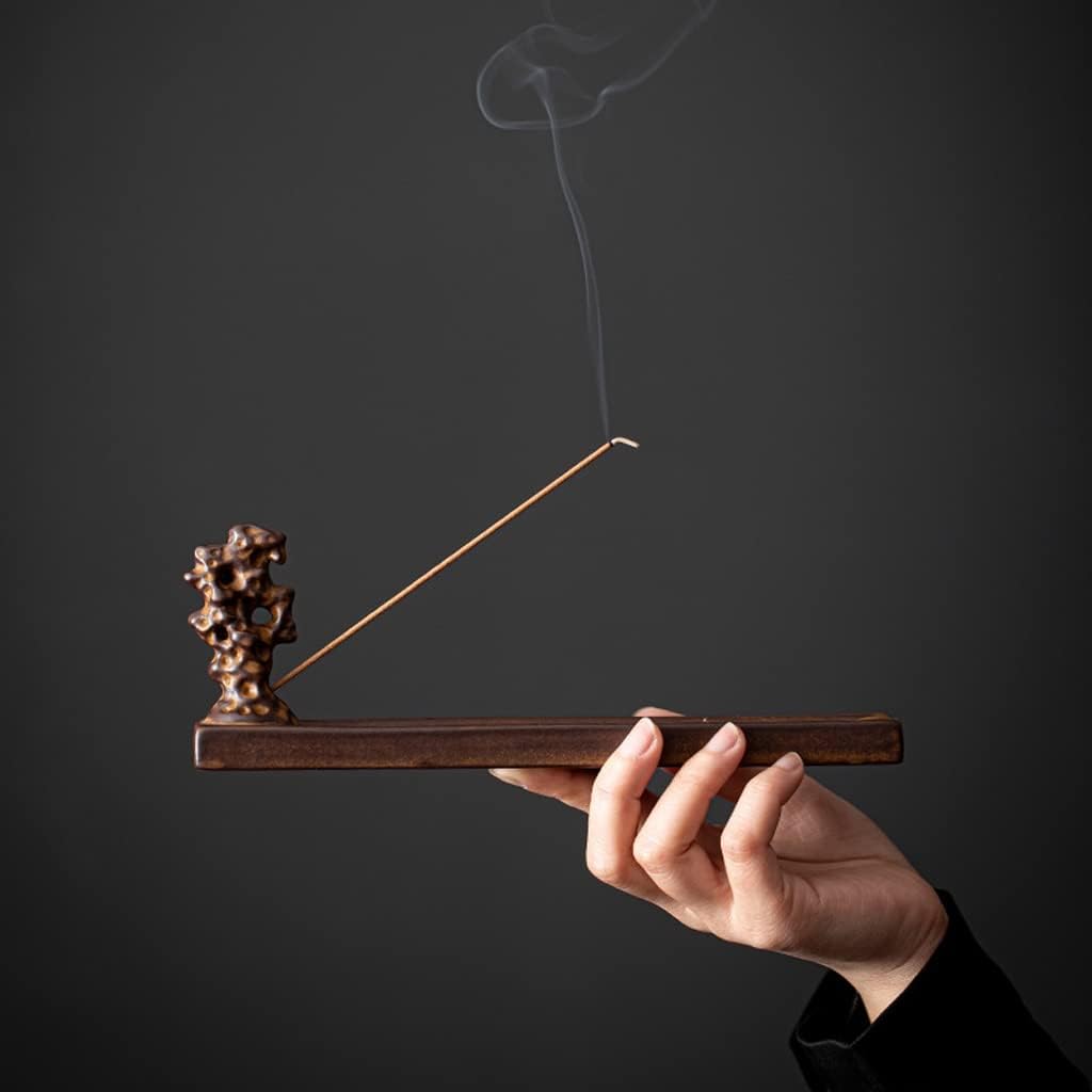 Incense Stick Stand Taihu Stone Incense Holder Ceramic Incense Burner Holder for Home Decor or Ash Catcher, for Home Office Yoga Counters Meditation Room, 8'' Length Incense Burner Holder