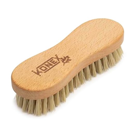 Konex Nylon Fiber Economy Utility Cleaning Hand Brush. Heavy Duty Hand-Held Scrub Stiff Bristle Brush with Wood Body. (Peanut Shaped)