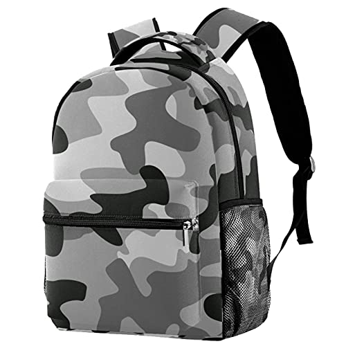 Sac à dos camouflage gris pour enfants avec porte-bouteille intégré
