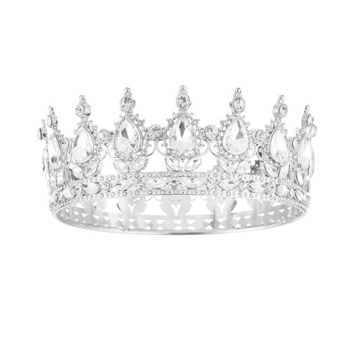 XFSRG Elegante Diademe Krone Damen Strass Kristall Tiara für Hochzeiten und besondere Anlässe Luxuriöse Kronen für Frauen (Silber)
