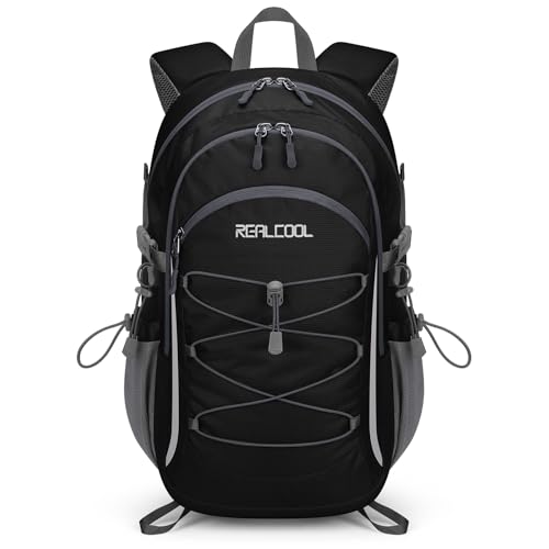 RealCool Hiking Backpack for Men Women,20L Lightweight Waterproof Travel Camping Backpack Hiking Daypack for Cycling Running,Black