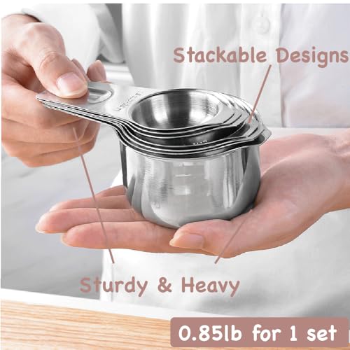Juego de 7 vasos medidores apilables de acero inoxidable miniatura 4