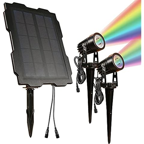 BARST 2 in 1 Solar Spotlight Outdoor,Solar Landscape LED Spot Lights IP65 Waterproof Decorative Garden Uplights Lamp with 3m Cable for Pathway Pool Tree Yard Pool Lawn 2 Modes RGB Cover