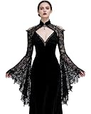L'VOW Lace Bolero Shrug Gothic Flared Arm Sleeves Crop Top Open Front Victorian Lace Sleeves Witch Cosplay(Black,L)