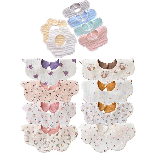 Image of DOSMINE Muslin Baby Bibs for Drooling and Teething Newborn Drool Bibs for Baby Girl Boy