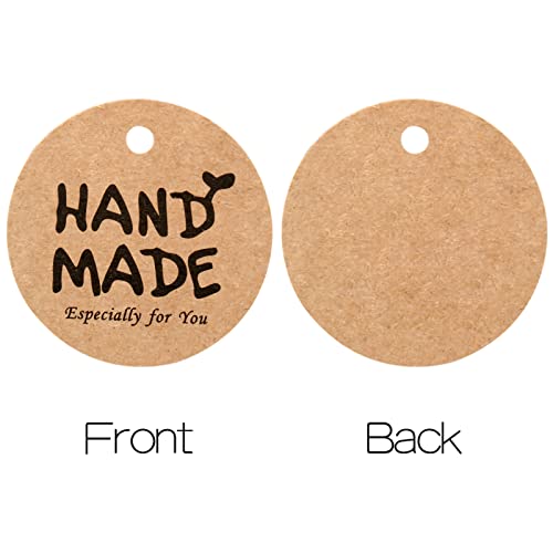 2" Hand Made Kraft Paper Gift Tags, Original Design 100 Round Tags With 66 Feet Natural Jute Twine Perfect For Diy & Crafts, Wedding Party Favor (Brown) #TOP3