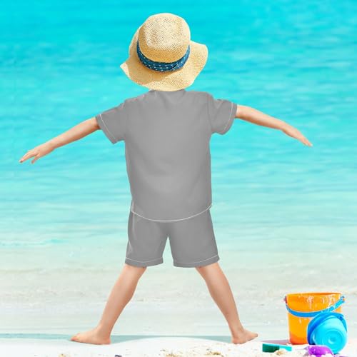 Image of 3T Toddler Boy Shorts Set Teal Hawaiian Button Down Shirts Summer Outfits for Little Boy