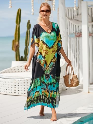 Image of Kaftan Dresses for Women Plus Size Bathing Suit Cover up Caftan Maxi Beach Dresses