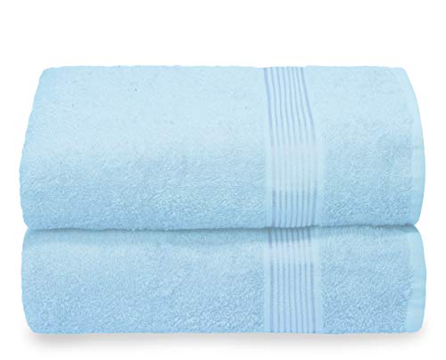 GLAMBURG Juego de 2 Toallas de baño de Gran tamaño de 70 x 140 cm, Toallas de baño Grandes, Ultra Absorbente Compacto, Secado rápido y Ligero, Color Azul Cielo Cover