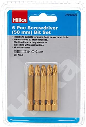 Hilka 37950205 50mm Titanium Coated Pozi Screwdriver Bit Set