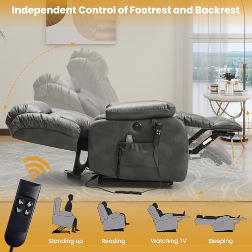 Image of Dual Motor Infinite Position Lay Flat Power Lift Recliner Chair for Elderly