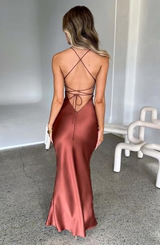 Eightale Satin Long Bridesmaid Dress Mermaid Slip Bodycon Maxi Formal Gown Floor Length Open Back2