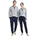 U2SKIIN Langarm Schlafanzug Set für Herren, 2-teilig, Herren Pyjama Set für Paare, Hose mit Kordelzug und Taschen, weich Homewear mit ÖKO-TEX® Zertifiziert (Hellgrau Mel. / Marineblau, M)