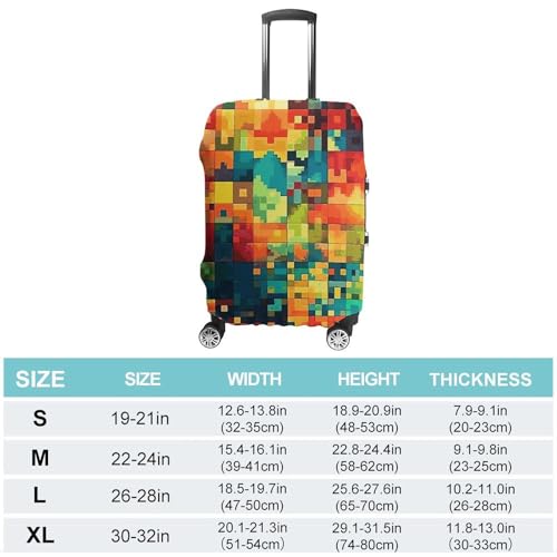 Pixel Art Pattern Luggage Cover, Washable Elastic Suitcase Cover Protector Fit 18-32 Inch Luggage2