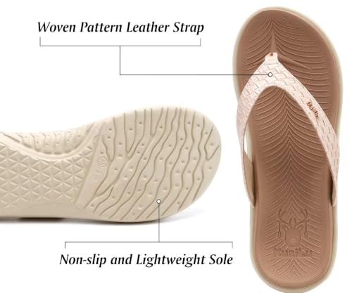 Image of KuaiLu Womens Flip Flops Arch Support Yoga Mat Cushioned Thong Sandals