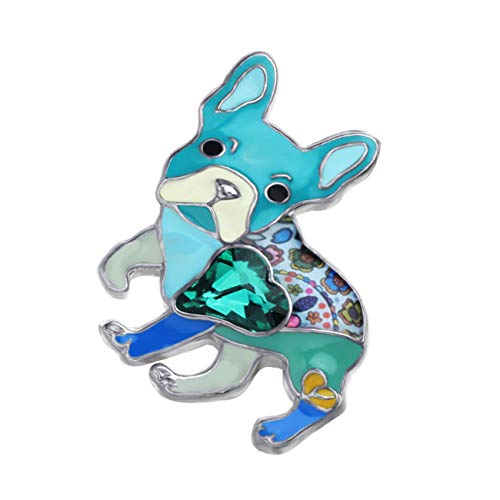 Newei Enamel Cute Dog Brooch Pins For Women Girls Hat Jacket Decoration (Blue French Bulldog) #TOP1