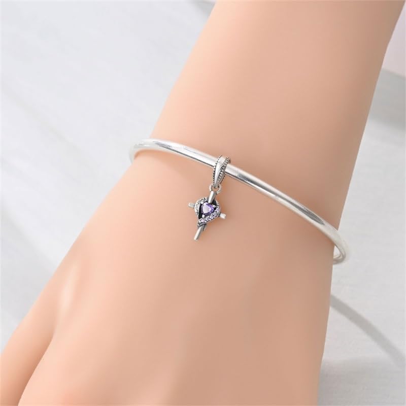 Cross Birthstone Heart Charms Fit for Pandora Bracelets S925 Sterling Silver Pendant Charm Birthday Gift for Her - Image 4