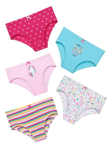 Image of Girls Printed Panty Pack of 5 Print Suitable for All Day wear with Ultrasoft and Durable Waistband for Rash Free Experience (Color & Print May Vary)