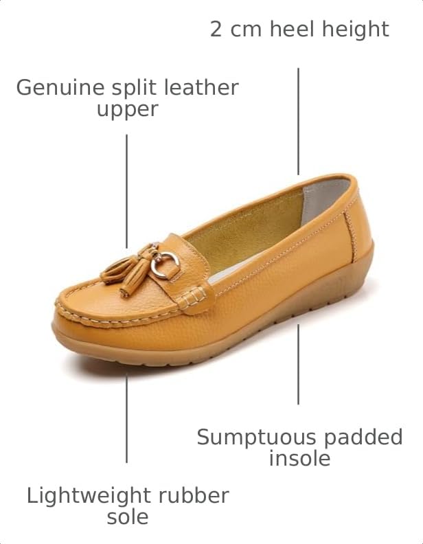 Image of Shoes Loafers for Women Classic Leather Loafers Casual Slip-On Boat Shoes ComfortWalking Moccasins Soft Sole Shoes
