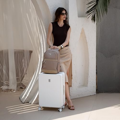 Image of SWISS MILITARY Black Gold Collection Lorenzo 75cm Hard Check-in Luggage Trolley Suitcase with Secure Aluminium Frame with Anti-Theft Closure, 360 Wheel-Ideal for International Travel (105L) White