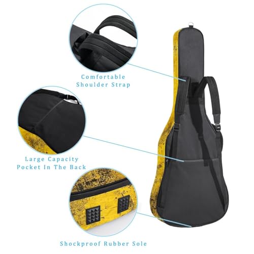 Housse guitare acoustique jaune vintage imperméable avec double sangle réglable - 3