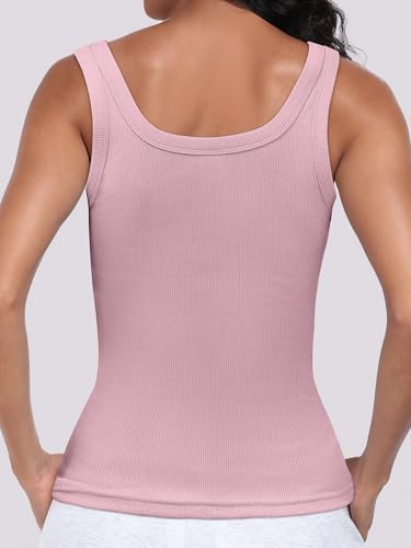Image of ANRABESS Womens Sleeveless Scoop Neck Tank Top Ribbed Fitted Summer Basic Slim Cute Tops 2026