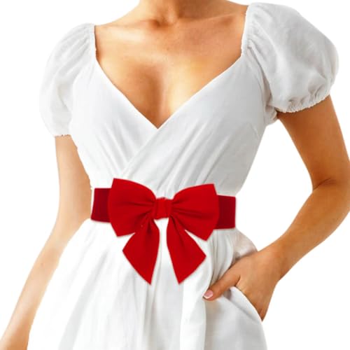 COSYDAYS Red Bow Belt Wide Elastic Belts for Women3