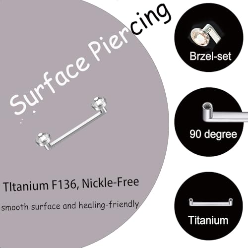 Titanium Surface Piercing Jewelry 14G Staple Surface Piercing Jewelry Flat Bar 12/14/16mm Length4