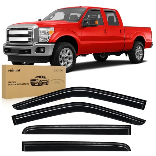 Image of Nilight Tape-On Window Visors for Ford F250 Crew Cab 1999-2016, 4PCS