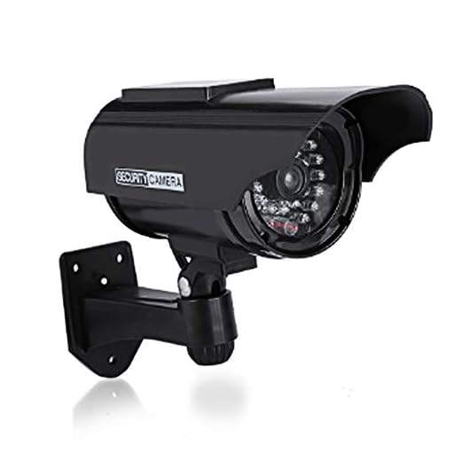 Soldriven hög simulering LED-kamera utomhus CCTV-övervakning säkerhet duummy kamera med röd LED-skiva lampa Svart