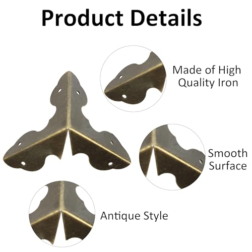 Image of 24PCS 1.3 inch Metal Box Corner Protector, Bronze Triangle Edge Decorative Case Corner Edge Guard Protector Metal Cabinet Table Edge Cover