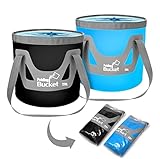 IFWELL Collapsible Bucket with Handle 5 Gallon Portable Folding Bucket Upgraded Ultra Lightweight Outdoor Basin Pail for Fishing, Camping, Hiking, Car Washing and More (Blue Black, 20L-20L)