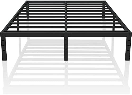 HiBed Metal Platform Bed Frame,18" Tall Profile Mattress Foundation, Heavy Duty Steel Slat/Easy Assembly/No Box Spring Needed, Modern Black Finish, King Size