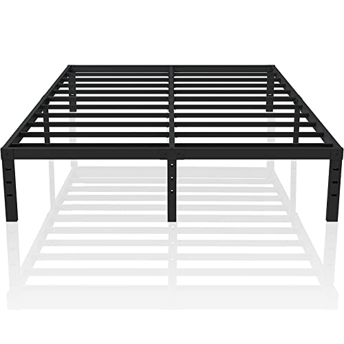 Hibed Metal Platform Bed Frame,18" Tall Profile Mattress Foundation, Heavy Duty Steel Slat/Easy Assembly/No Box Spring Needed, Modern Black Finish, King Size #TOP16