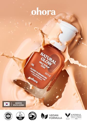 Image of ohora Natural Glow Milk Syrup Nail Strengthener (Chai) - Tinted Nail Hardener for Brittle, Damaged Nails, Quick-Dry Glossy Finish, Nail Repair & Growth, 15 mL