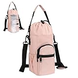 Vbnuyhim - Bolsa para botella de agua con correa, bolsa bandolera para botella de agua aislada | Portabotellas de agua con múltiples bolsillos para acampar,, Contraste en polvo de color, Se référer au