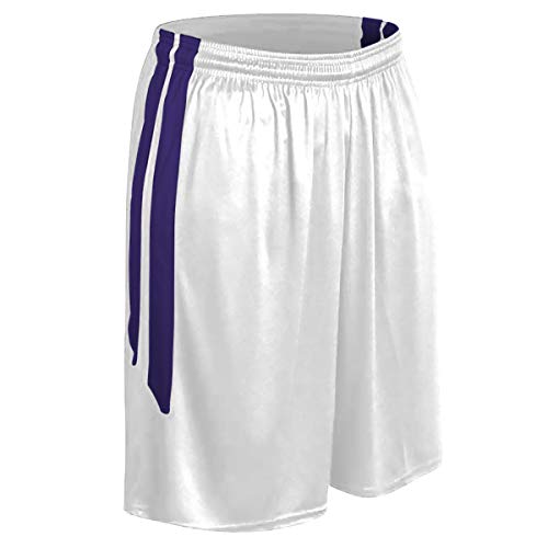 CHAMPRO Dri Gear Muscle Polyester Basketball Short, Adult Small, White, Purple