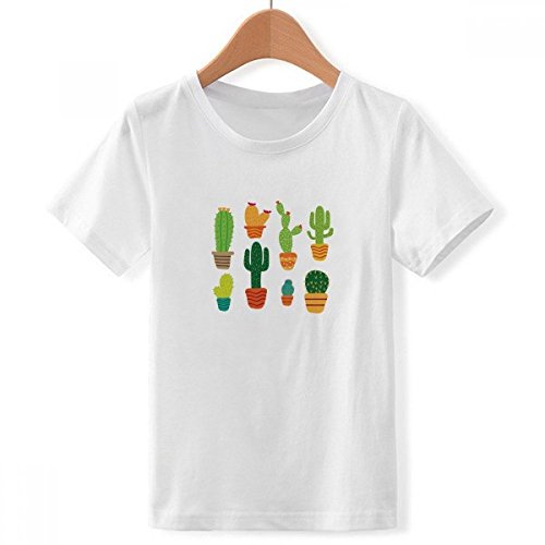 T-shirt cactus avec motif multicolore de succulentes haut blanc confortable en taille 3XL